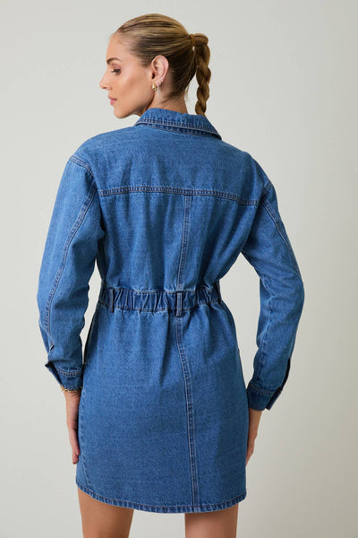 Long Sleeve Rivet Detail Mini Dress