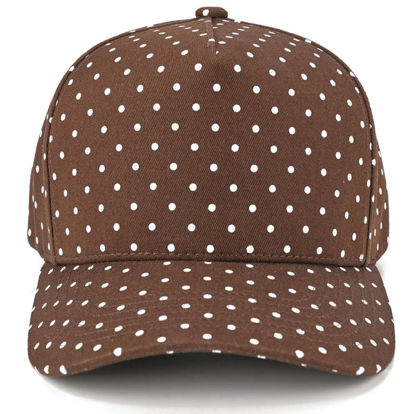C.C Polka Dot Pattern All Over Trucker Hat: Brown/White