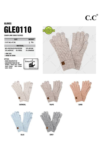 C.C Chain Link Cable Gloves: Taupe