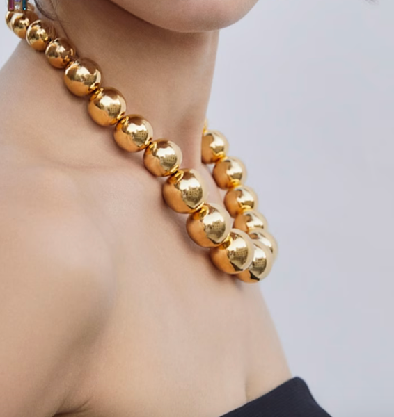 Statement Bead Necklace - Waterproof Gold