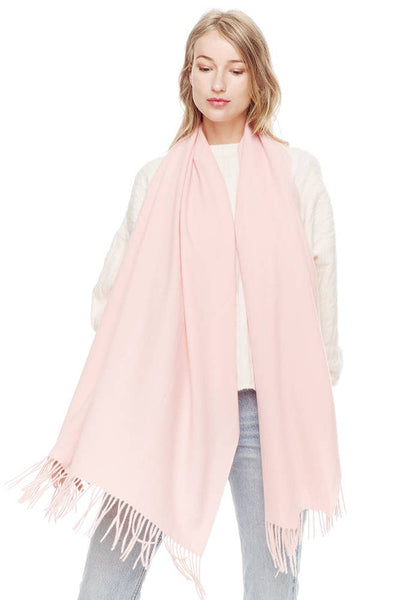 Soft Cashmere Solid Color Fringes Scarf: Red