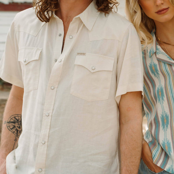 The Wyatt Pearl Snap Short Sleeve Solid Shirt: Antique White / XX-Large