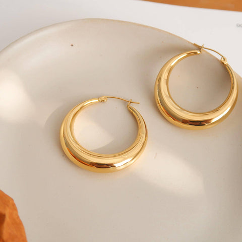 Classic Large Hoop Earrings - gold, non-tarnish