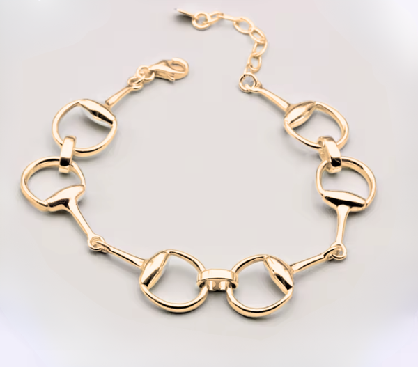 Snaffle Bit Line Bracelet 14K gold or silver: Silver