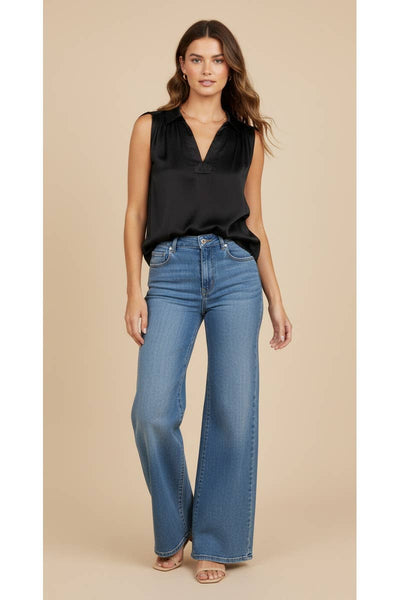 Neck Band Collar Top - Black
