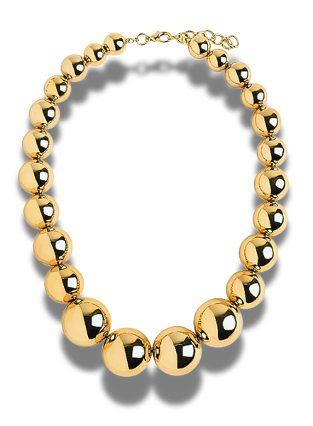 Statement Bead Necklace - Waterproof Gold