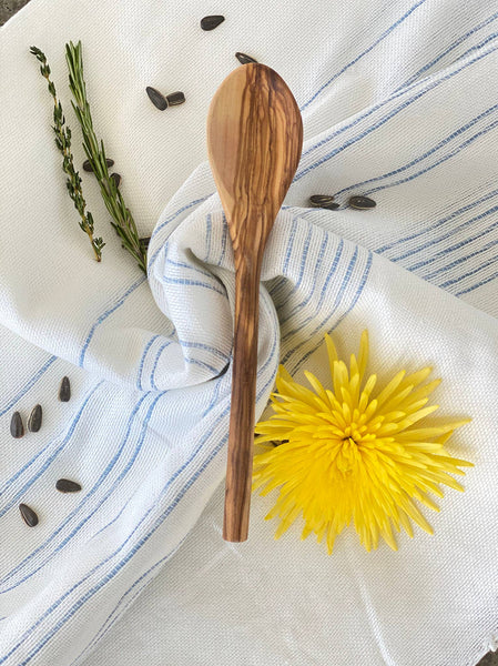 Olive Wood Cooking Spoon Round Handle 10.5"