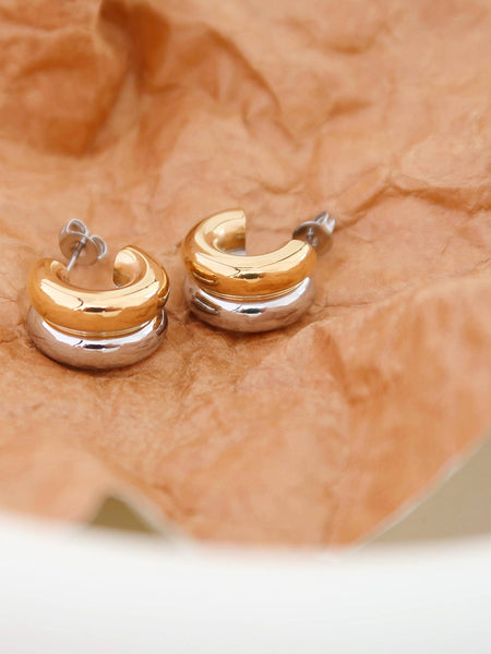 Emma Non-Tarnish Double C-Hoop Earring: Silver