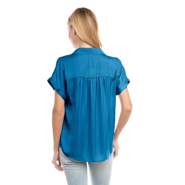 Short Sleeve Blouse: Navy / L