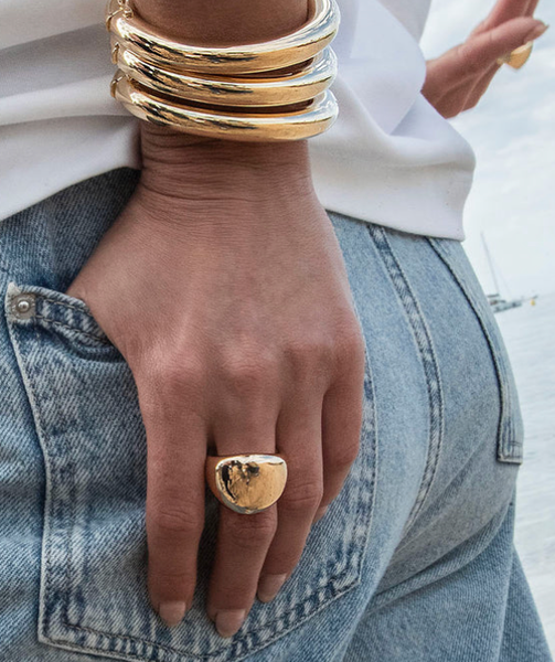 Max Dome Ring- Stainless Steel Waterproof 14K: Silver / 8