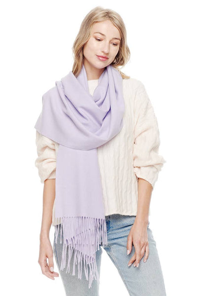Soft Cashmere Solid Color Fringes Scarf: Baby Blue