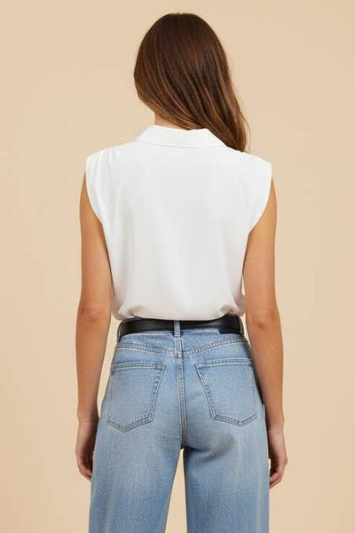 Neck Band Collar Top - Off White