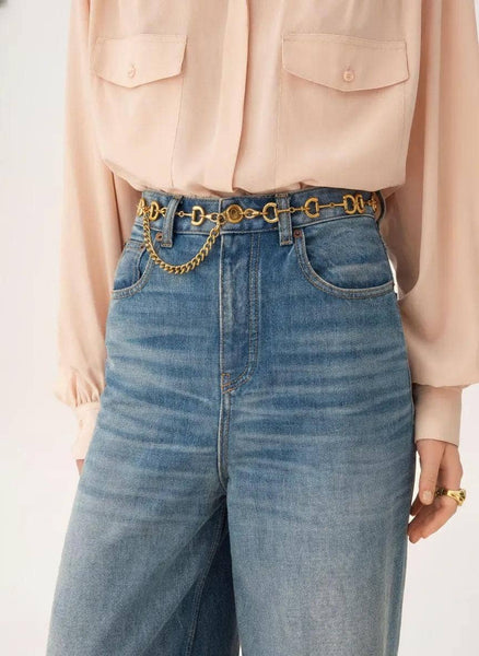 Equestrian Snaffle Bit Chain Belt- Vintage Gold- Waterproof