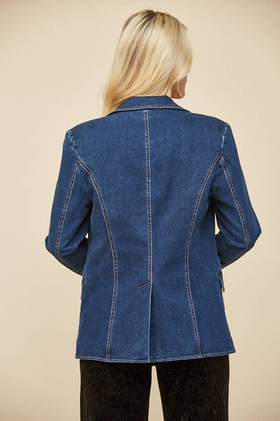 Structured Lined Denim Blazer