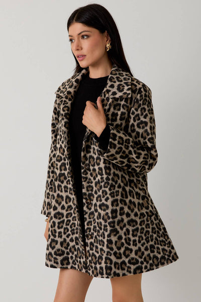 Animal Print Boucle Jacket - Taupe & Black Animal Print