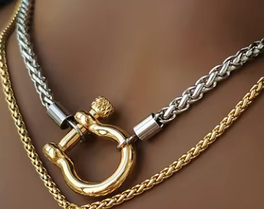 Carabiner Horse Bit Necklace - Waterproof Two Tone