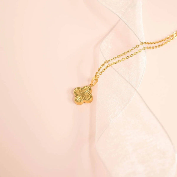 18K Gold PVD Stainless Steel Lucky Clover Charm Sunburst / PDL0270: Sunburst