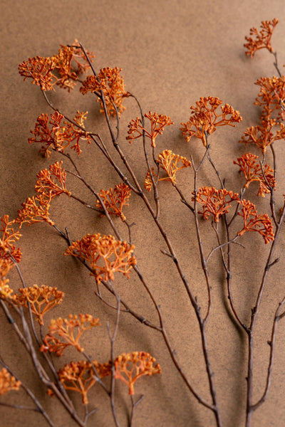 ARTIFICIAL RICE FLOWER STEM - RUST: Orange / Plastic/Wire / 40"t