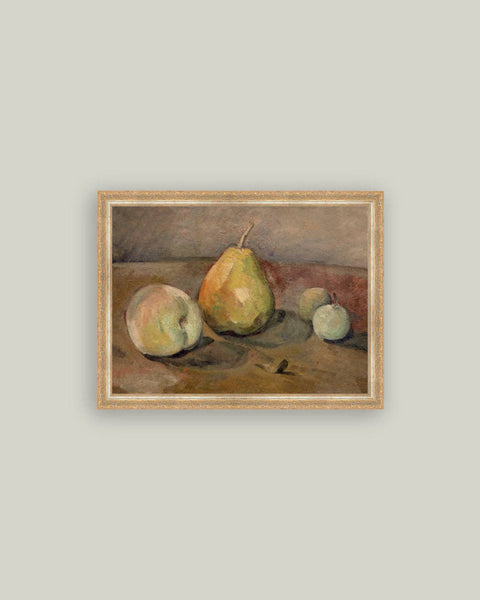 Pears and Apples Framed Antique Art: 9x7
