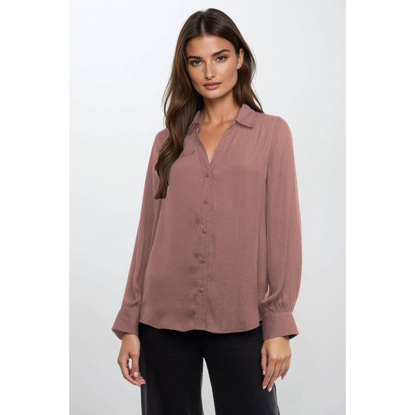 Neck Shirt With Open Seam Sleeve: Mauve / S