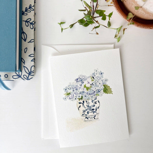 Hydrangea bouquet notecard: Set of 8