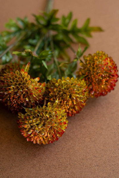 BUNDLE OF SEVEN  ARTIFICIAL DALHIAS - AUBURN: Orange / Plastic / 17.5"t