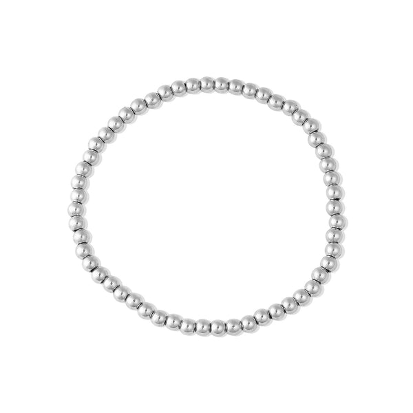 Waterproof Silver Bead Stretch Bracelet: 5mm
