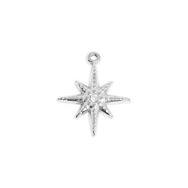 18K Gold Stainless Steel Compass Star Charm: Gold