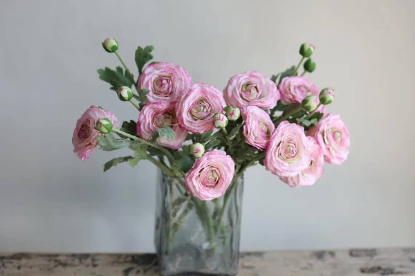 18"-Ultra Realistic Artificial Real Touch Ranunculus: Begonia Pink