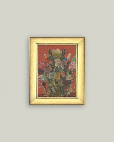 Eccentric Bouquet Framed Antique Art: 6x8