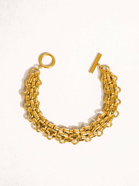 Non-Tarnish Bold Weave Bracelet: Gold
