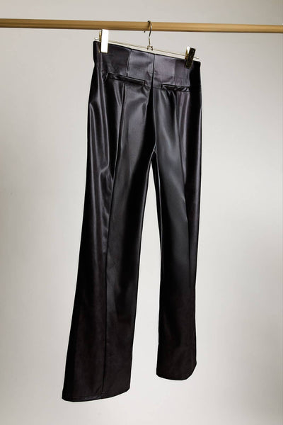 Faded Faux Leather Pants: Charcoal
