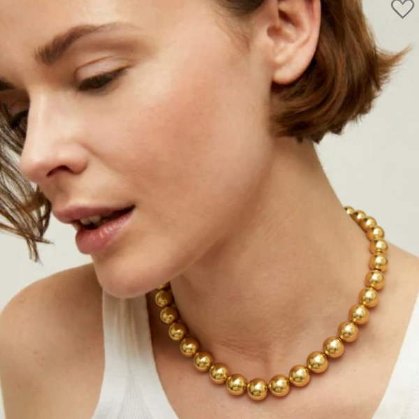 Elysium- Bead Choker Necklace- Steel 14K-Waterproof -: Gold