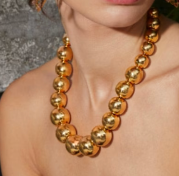 Statement Bead Necklace - Waterproof Gold