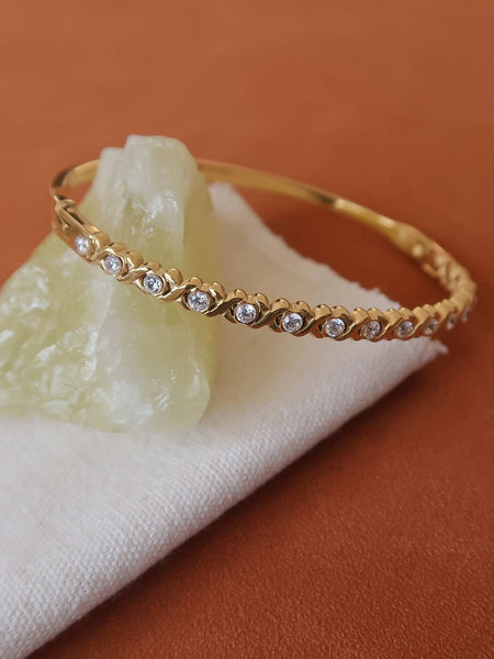 Non-Tarnish CZ Cuff Bracelet: Gold