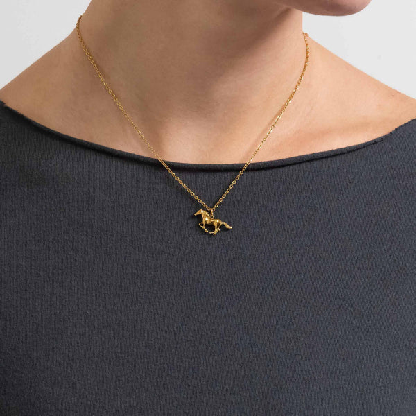 18K Gold PVD Stainless Steel Western Horse Charm: Gold