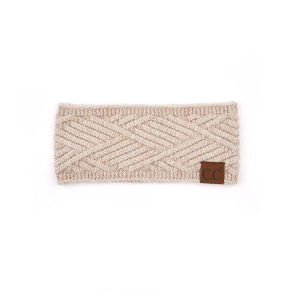 C.C Diagonal Stripe Crisscross Pattern Headwrap: Taupe