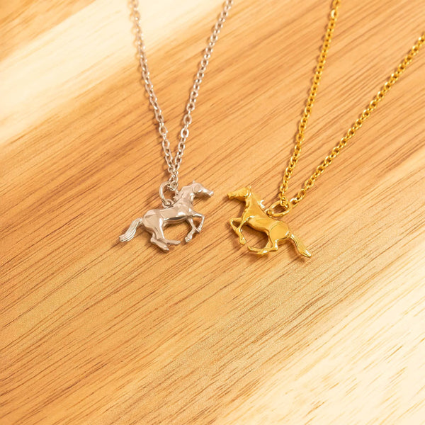 18K Gold PVD Stainless Steel Western Horse Charm: Gold