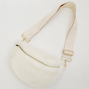 Butter Soft Furly Sling Bag: Cream