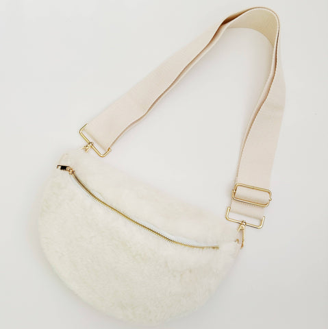 Butter Soft Furly Sling Bag: Cream