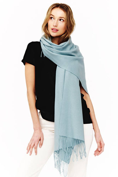 Soft Cashmere Solid Color Fringes Scarf: Heather Gray