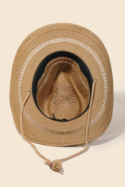Straw Weave Cowboy Hat - Khaki