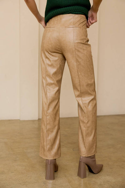 Faded Faux Leather Pants: Charcoal