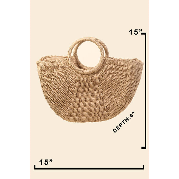 Half Moon Straw Tote Bag