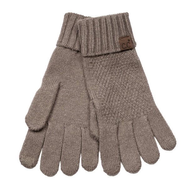 C.C Diagonal Pattern Striped Winter Gloves: Light Gray