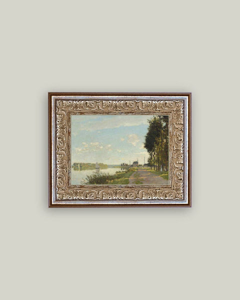 Riverside Walk Framed Antique Art: 16x12