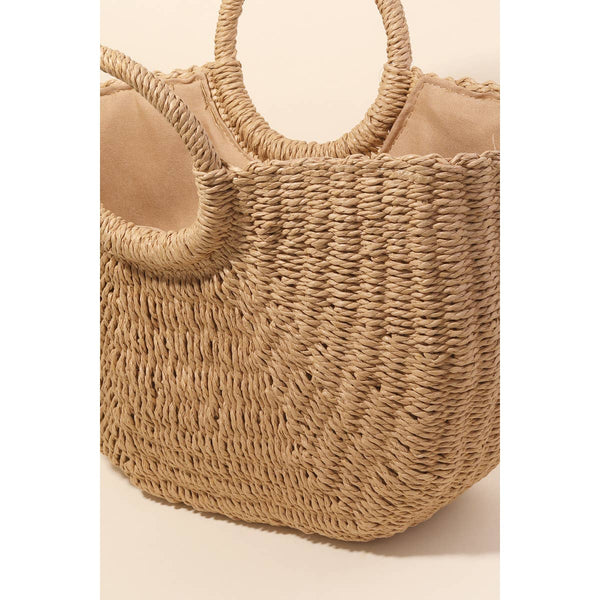 Half Moon Straw Tote Bag