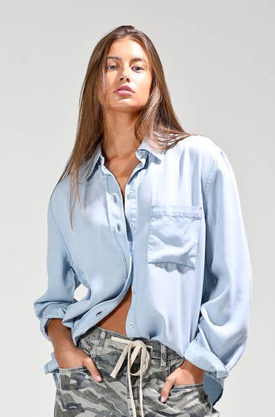 Button Down Lyocell Shirt - Light Denim