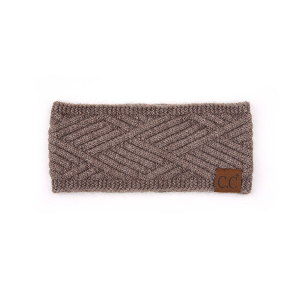 C.C Diagonal Stripe Crisscross Pattern Headwrap: Beige