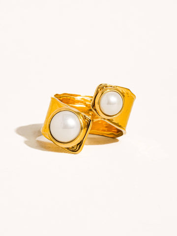 Pearl Abstract Ring - gold, non-tarnish, adjustable